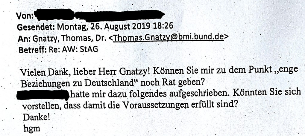 Mail von Hans-Georg Maaßen an BMI-Referatsleiter 