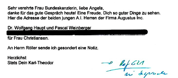 Guttenberg-Mail vom 3.9.2019 an Merkel
