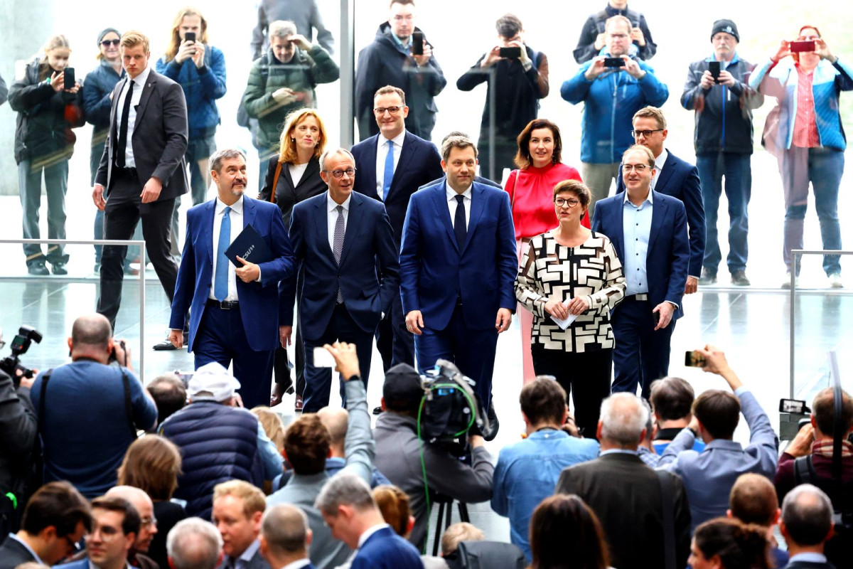 Parteispitzen von CDU, CSU und SPD vor Koalitionsverhandlungen