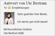 Umstrittene Antwort einer Abgeordneten