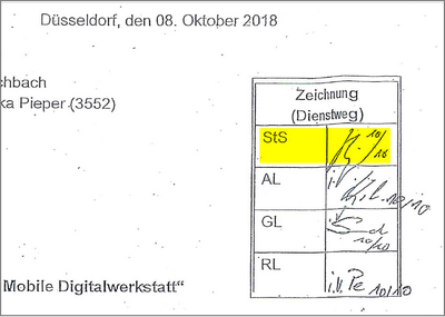 Vorlage des Schulministeriums NRW zu mobiler Digitalwerkstatt (Ausriss)
