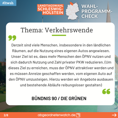 Die Grünen in ihrem Wahlprogramm zur Landtagswahl 2022 in Schleswig-Holstein zum Thema Verkehrswende