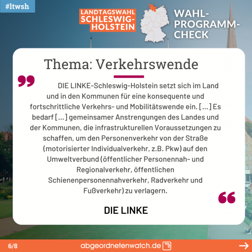 Die Linke in ihrem Wahlprogramm zur Landtagswahl 2022 in Schleswig-Holstein zum Thema Verkehrswende