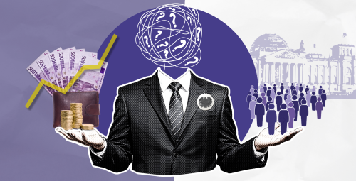 Politiker:in wägt ab zwischen eigenem Geldbeutel und dem Wohl der Bürger:innen