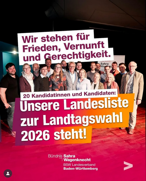 Bündnis Sahra Wagenknecht Kandidaten unserer Landesliste zur Landtagswahl in Baden-Württemberg