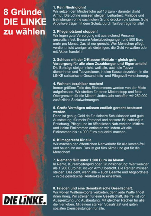 8 Gründe DIE LINKE zu wählen