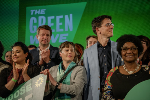 Bas Eickhout, Nadine Milde on stage at "Green Wave" event, EGP Brussels