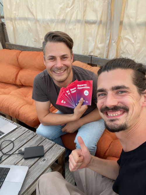 Flyergestaltung mit meinem Kollegen aus der Inhouse Agentur der Partei