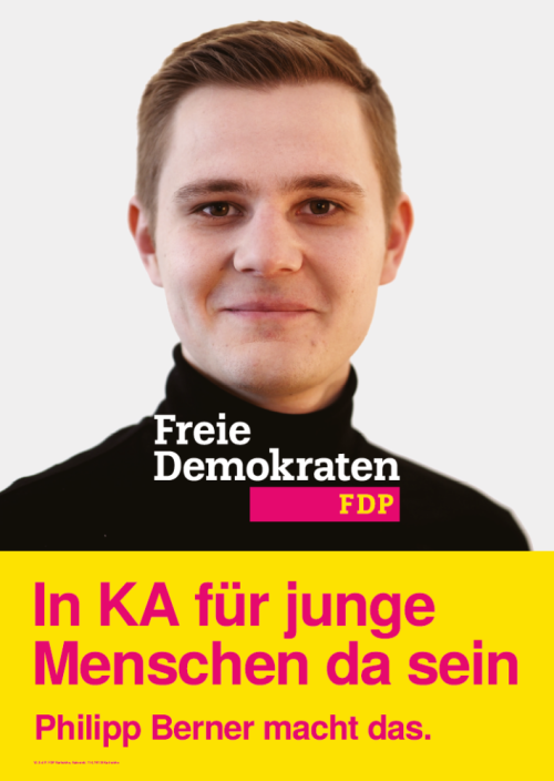 Wahlplakat bei der Kommunalwahl in Karlsruhe 2024