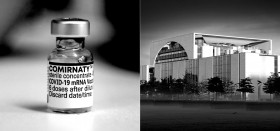 Foto Biontech-Impfstoff und Bundeskanzleramt Collage mit Foto von Biontech-Impfstoff (links) und Bundeskanzleramt (rechts)
