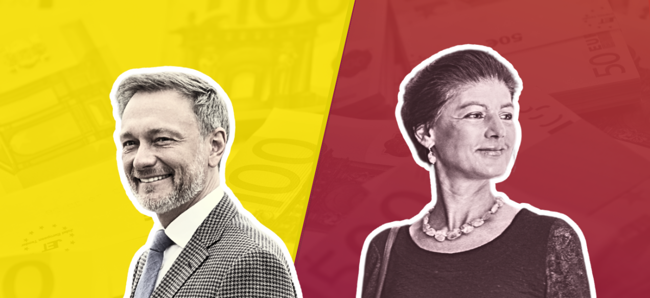 Zu sehen sind Christian Lindner und Sahra Wagenknecht, welche FPD und BSW 2024 geführt haben