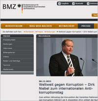 Screenshot Ministeriumswebsite