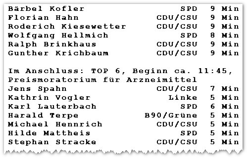 Screenshot Rednerliste