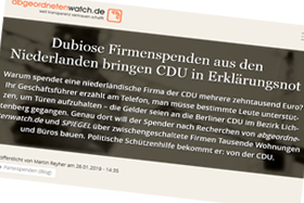 abgeordnetenwatch.de-Artikel zu CDU-Parteispenden (Screenshot) abgeordnetenwatch.de-Artikel zu CDU-Parteispenden (Screenshot)