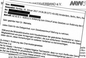 Ausriss Stellungnahme Mineralölwirtschaftsverband